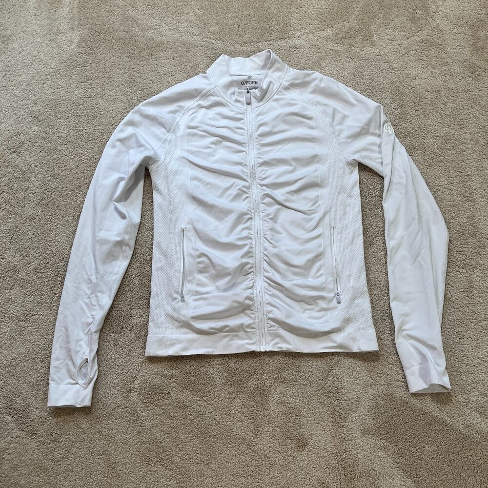G/FORE Women’s Ruched Mid Layer Full Zip White Golf Jacket size Large L
